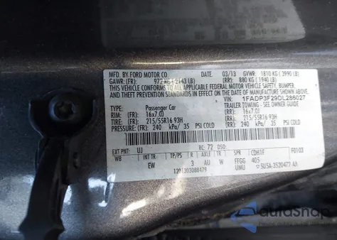 2013 Ford Focus Se from USA, damaged, VIN 1FADP3F29DL286027